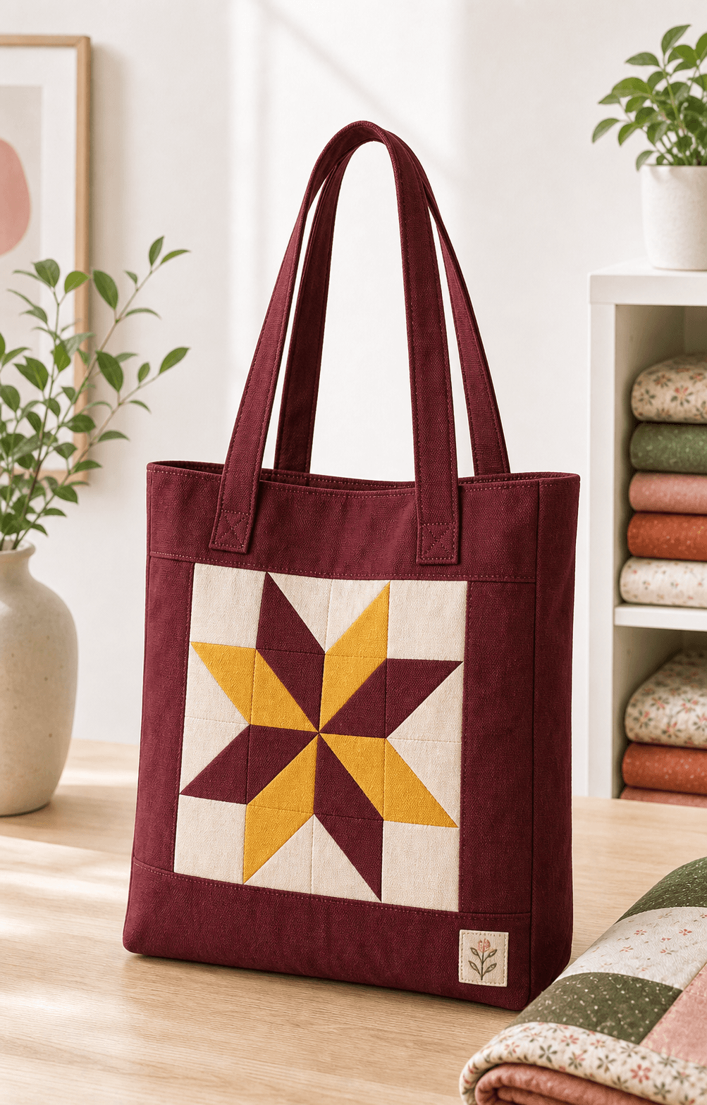 Patchwork Shopper Stern Bordeaux - Ansicht 1